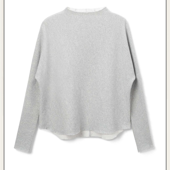 PerfectWhiteTee Morrison Mock Neck Sweatshirt in Heather Grey - Picture 4 of 4